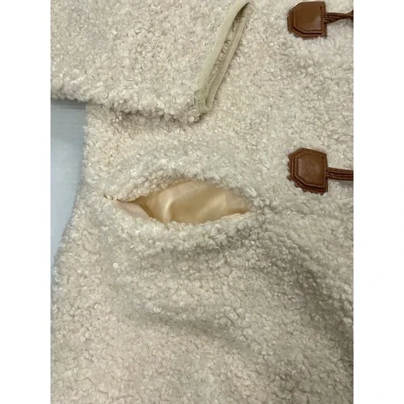 7 For All Mankind Womens Large Sherpa Teddy Shacket Oversized Cream Soft Preppy - Picture 6 of 13